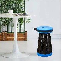 VOGREX Folding Stool Retractable Pop Up Outdoor Travel Seat Camp Chair in Blue