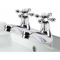 VOGREX 2X Twin Taps Set Hot & Cold Pair Tap Traditional Bath Basin Sink in Silver