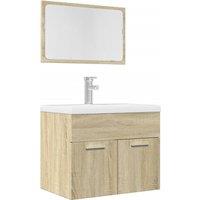 Berkfield Home 2 Piece Bathroom Furniture Set Sonoma Oak Engineered Wood in Brown