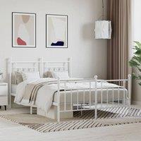 Berkfield Home Metal Bed Frame with Headboard & Footboard White 150x200 cm King Size