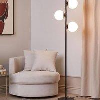 Wyld and Coco Black Metal Floor Lamp 3 Glass Globes 153 cm Modern