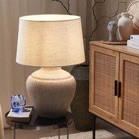 Wyld and Coco Table Lamp - Beige Ceramic Base Handmade Cotton Shade Traditional