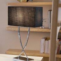 Wyld and Coco Table Lamp - Silver Helix Metal Black Rectangular Shade 62 cm