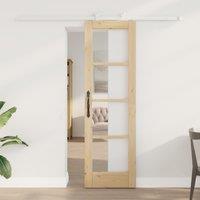 Berkfield Home Sliding Door with Hardware Set 'ORKDAL'Solid Wood & Glass in Beige