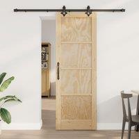 Berkfield Home Sliding Door with Hardware Set 73.5x211 cm Solid Wood Pine in Beige