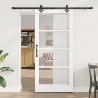Berkfield Home Sliding Door with Hardware Set 'ORKDAL'White Solid Wood & Glass