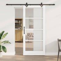 Berkfield Home Sliding Door with Hardware Set 'ORKDAL'White Solid Wood & Glass