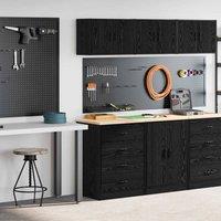 Berkfield Home Garage Cabinets 2 pcs Black Engineered Wood