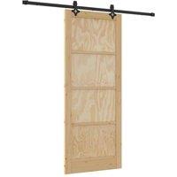 Berkfield Home Sliding Door with Hardware Set 86x211 cm Solid Wood Pine in Beige