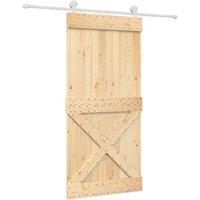 Berkfield Home Sliding Door with Hardware Set 95x210 cm Solid Wood Pine in Light Tan