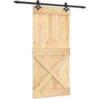 Berkfield Home Sliding Door with Hardware Set 95x210 cm Solid Wood Pine in Brown