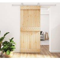 Berkfield Home Sliding Door with Hardware Set 90x210 cm Solid Wood Pine in Natural
