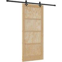 Berkfield Home Sliding Door with Hardware Set 86x198.5 cm Solid Wood Pine in Beige