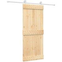 Berkfield Home Sliding Door with Hardware Set 85x210 cm Solid Wood Pine in Brown