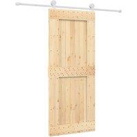 Berkfield Home Sliding Door with Hardware Set 85x210 cm Solid Wood Pine in Brown