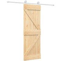 Berkfield Home Sliding Door with Hardware Set 70x210 cm Solid Wood Pine in Light Tan