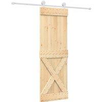Berkfield Home Sliding Door with Hardware Set 70x210 cm Solid Wood Pine in Light Tan