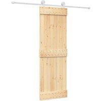 Berkfield Home Sliding Door with Hardware Set 70x210 cm Solid Wood Pine in Brown