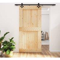 Berkfield Home Sliding Door with Hardware Set 100x210 cm Solid Wood Pine in Natural