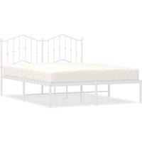 Berkfield Home Metal Bed Frame with Headboard White 135x190 cm Double