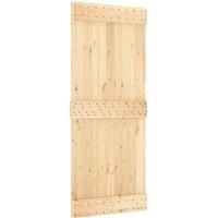 Berkfield Home Sliding Door with Hardware Set 85x210 cm Solid Wood Pine in Brown