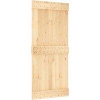 Berkfield Home Sliding Door with Hardware Set 90x210 cm Solid Wood Pine in Natural