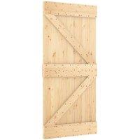 Berkfield Home Sliding Door with Hardware Set 95x210 cm Solid Wood Pine in Light Brown