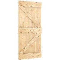 Berkfield Home Sliding Door with Hardware Set 95x210 cm Solid Wood Pine in Natural