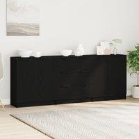Berkfield Home 3 Piece Sideboards Black Oak Engineered Wood