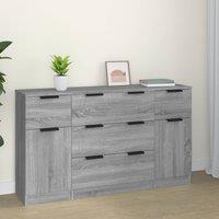 Berkfield Home 3 Piece Sideboard Set Grey Sonoma Engineered Wood
