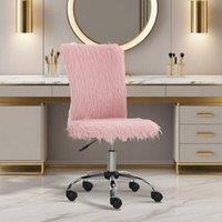 okwish Swivel Desk Chair Adjustable Height with Plush Upholstery in Pink
