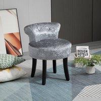 okwish Dressing Stool with wooden legs grey fabric