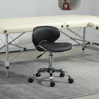 okwish Salon Stool Adjustable Height with Swivel Seat Black PU