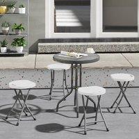 okwish Set of 4 Folding Stools with steel frame in White
