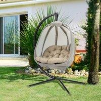 okwish Hanging Egg Chair with Stand & Cushion in Khaki