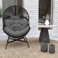 okwish Egg Chair with steel frame & PE rattan in Charcoal Grey