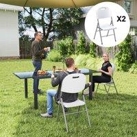 okwish Set of 2 Folding Chairs with steel frame in White