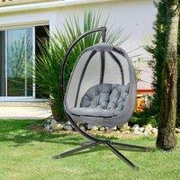 okwish Hanging Egg Chair with Steel Frame & Cushion Grey