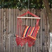 okwish Hanging Chair with Wooden Support Bar Multicolour Cotton