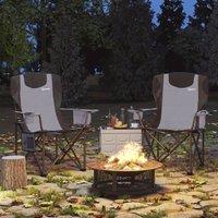 okwish Set of 2 Folding Camping Chairs with Cooler Bag in Grey