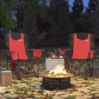 okwish Folding Camping Chair with Cooler Bag & Cup Holder in Red