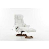 okwish Recliner Chair with Ottoman with 5-Point Massager in White