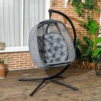 okwish Egg Chair with Steel Frame & Foldable Seat in Grey