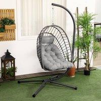 okwish Swing Chair with foldable basket & steel frame in Grey