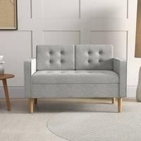 okwish 2-Seater Sofa with Storage & Cotton Upholstery in Grey