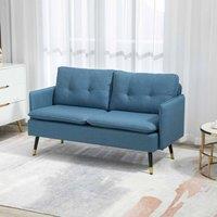 okwish Sofa with steel legs & button tufting in Blue