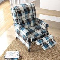 okwish Recliner Armchair with Footrest Blue Fabric