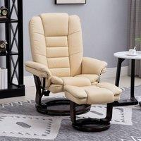 okwish Recliner Chair with Footstool with faux leather beige