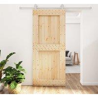 Berkfield Home Sliding Door with Hardware Set 90x210 cm Solid Wood Pine in Brown