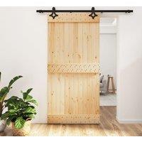 Berkfield Home Sliding Door with Hardware Set 100x210 cm Solid Wood Pine in Brown